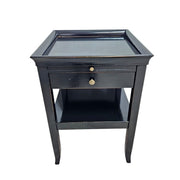 Classic Midnight Black Nightstand with Brass Accents