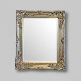 Stately Ornate Baroque Style Silvered Gilt Wall Mirror