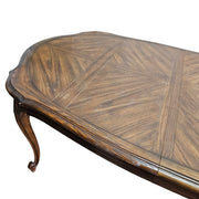 Extravagant French Provincial Extendable Wooden Dining Table and Rattan Chair Set
