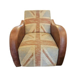 Bold British Heritage Union Jack Fabric and Leather Club Armchair