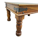 Grounded Indian Style Solid Timber Coffee Table with Inset Hand Painted Ceramic Tiles