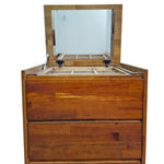 Minimalist Natural Timber Five Drawer Chest with Hidden Vanity Mirror