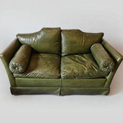 Vintage Moss Green Genuine Leather 2 Seater Sofa