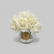 Linen Obsession Vintage Style Grand Rose Buds Bouquet in Glass Vase