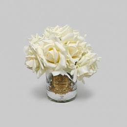 Linen Obsession Vintage Style Grand Rose Buds Bouquet in Glass Vase