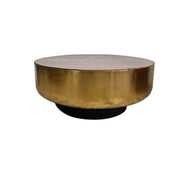 Contemporary Brass Drum Round Coffee Table