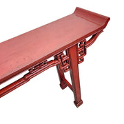 Traditional Chinese Red Lacquer Altar Style Wooden Console Table