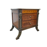 Regal Empire Style Inlaid Walnut Bedside Chest