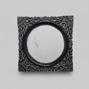 Stately Hand-Carved Dark Grey Solid Wood Square Mirror Frame