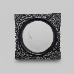 Stately Hand-Carved Dark Grey Solid Wood Square Mirror Frame