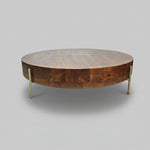 Marina Home Rustic Thick Block Solid Wood Round Coffee Table