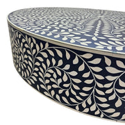 Exquisite Blue and White Bone Inlay Round Coffee Table