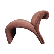 Sculptural Mauve Bouclé Wave Lounge Chair