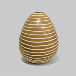 Artisanal Striped Ovoid Ceramic Handmade Bud Vase