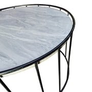 Elegant Round Marble and Iron Cage Coffee Table