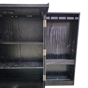 Traditional Black Chinese Wooden Bar Cabinet with Brass Medallion