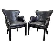 Classic English Library Studded Black Leather Armchair