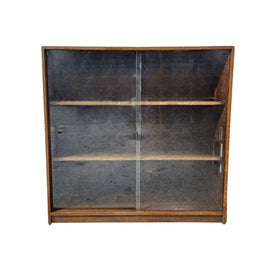 Vintage Glass-Front Sliding Door Bookcase
