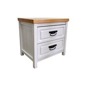 Country Charm Two Tone Wood 2 Drawer Bedside Table