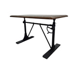 Industrial Crank Adjustable Height Dark Wood Writing Desk