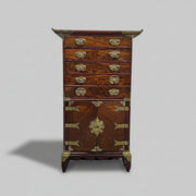 Joseon Style Brass-Mounted Elm Wood Multi-Drawer Storage Chest
