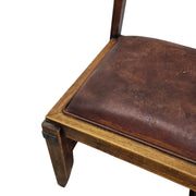Heritage Antique Style Leather & Distressed Wood Chair