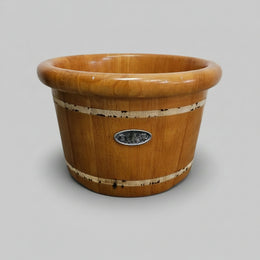 Traditional Asian Style Coopered Wooden Planter Basket Bucket