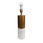 Contemporary Brushed Brass and White Marble Cylindrical Table Lamp