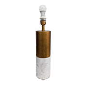 Contemporary Brushed Brass and White Marble Cylindrical Table Lamp