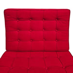 Mid-Century Red Fabric Barcelona Style Chair and Ottoman