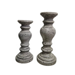 Large Sculptural Rustic Pitted Concrete Pillar Candle Stand