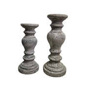 Large Sculptural Rustic Pitted Concrete Pillar Candle Stand