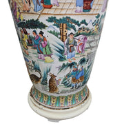Grand Vintage Chinese Polychrome Porcelain Floor Vase