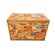 Vintage-Style Global Travel Decoupage Storage Trunk