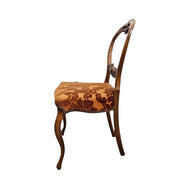 Elegant Victorian Balloon-Back Accent Chair in Warm Damask