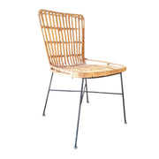 Boho-Chic Rattan Accent Chair with Slender Metal Legs
