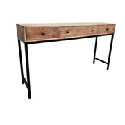 Contemporary Industrial Three-Drawer Wooden Console Table