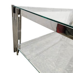 Sculptural Chrome and Glass Two Tier Rectangular Coffee Table