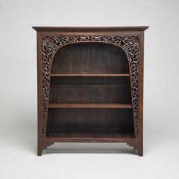 The Grand Mehrab Antique-Inspired Hand-Carved Teak Bookshelf