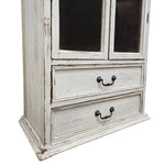 French Provincial Shabby Chic Distressed White Display Cabinet