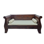 Grand Mahogany-Finish Sleigh Daybed with Bolster Accents