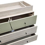 Coxley Mid-Century Style Fluted Green and Ash Nursery Dresser