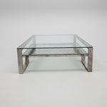 The One Two-Tier Glass & Silver Coffee Table