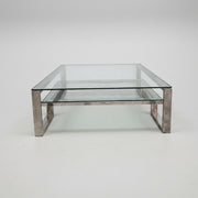 The One Two-Tier Glass & Silver Coffee Table