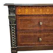 Regal Empire Style Inlaid Walnut Bedside Chest