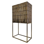 Marina Home Industrial Style Reclaimed Wood and Brass Bar Cabinet