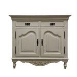 Provincial Two-Door Scalloped Buffet Cabinet in Distressed Cream