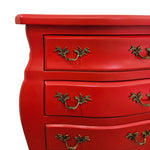 Vibrant Red French Provincial 3-Drawer Nightstand