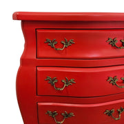 Vibrant Red French Provincial 3-Drawer Nightstand