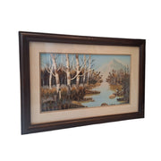 Rustic Framed Folk Art Landscape